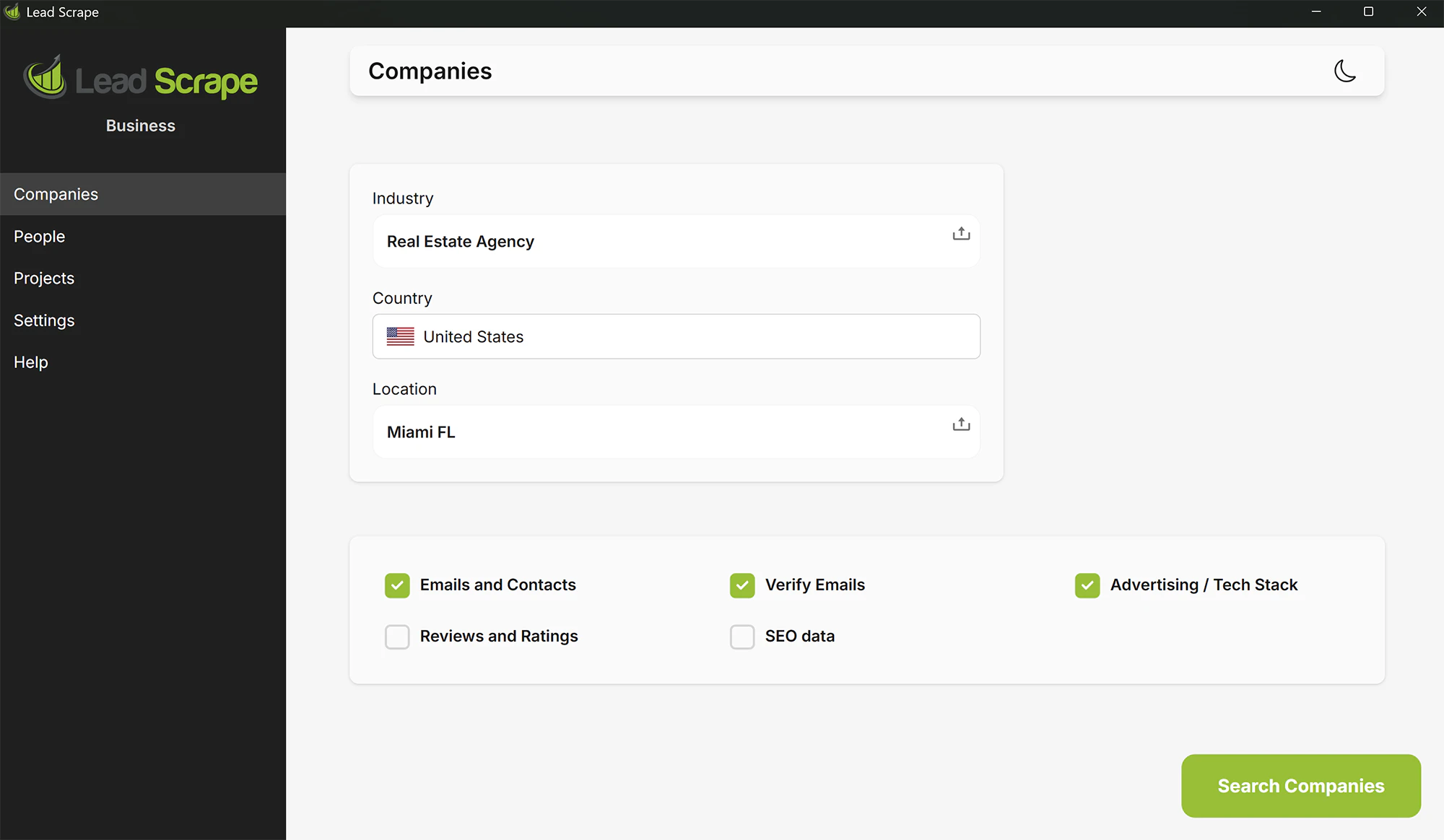 screenshot of Lead Scrape